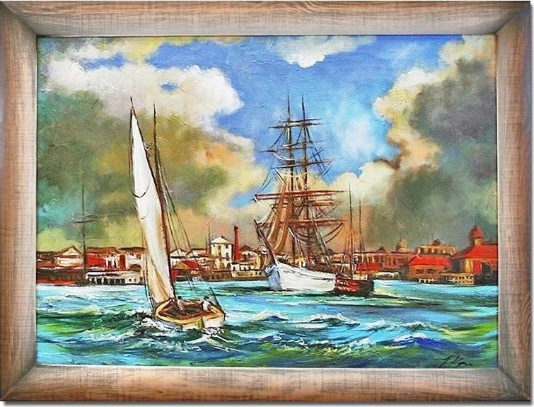 GO-BI Obraz Marynistyka ręcznie malowany 63x83cm uniwersalny
