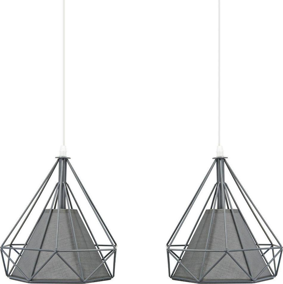 Lampa wisząca Mdeco Loftowa LAMPA wisząca ELM8803/2 ZWIS - 08 MDECO metalowa OPRAWA druciany ZWIS piramidy szare