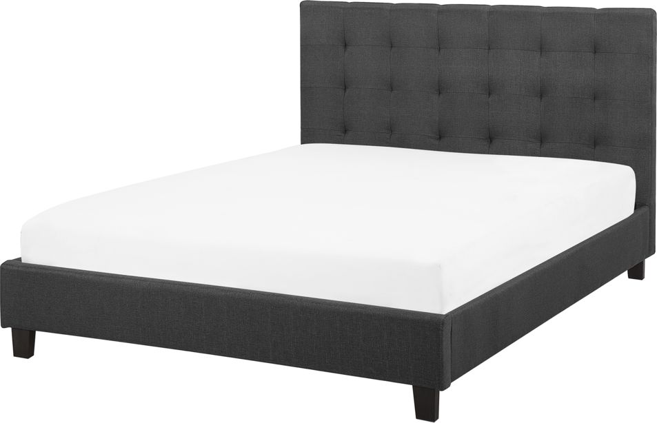 Beliani Łóżko tapicerowane 140 x 200 cm ciemnoszare LA ROCHELLE