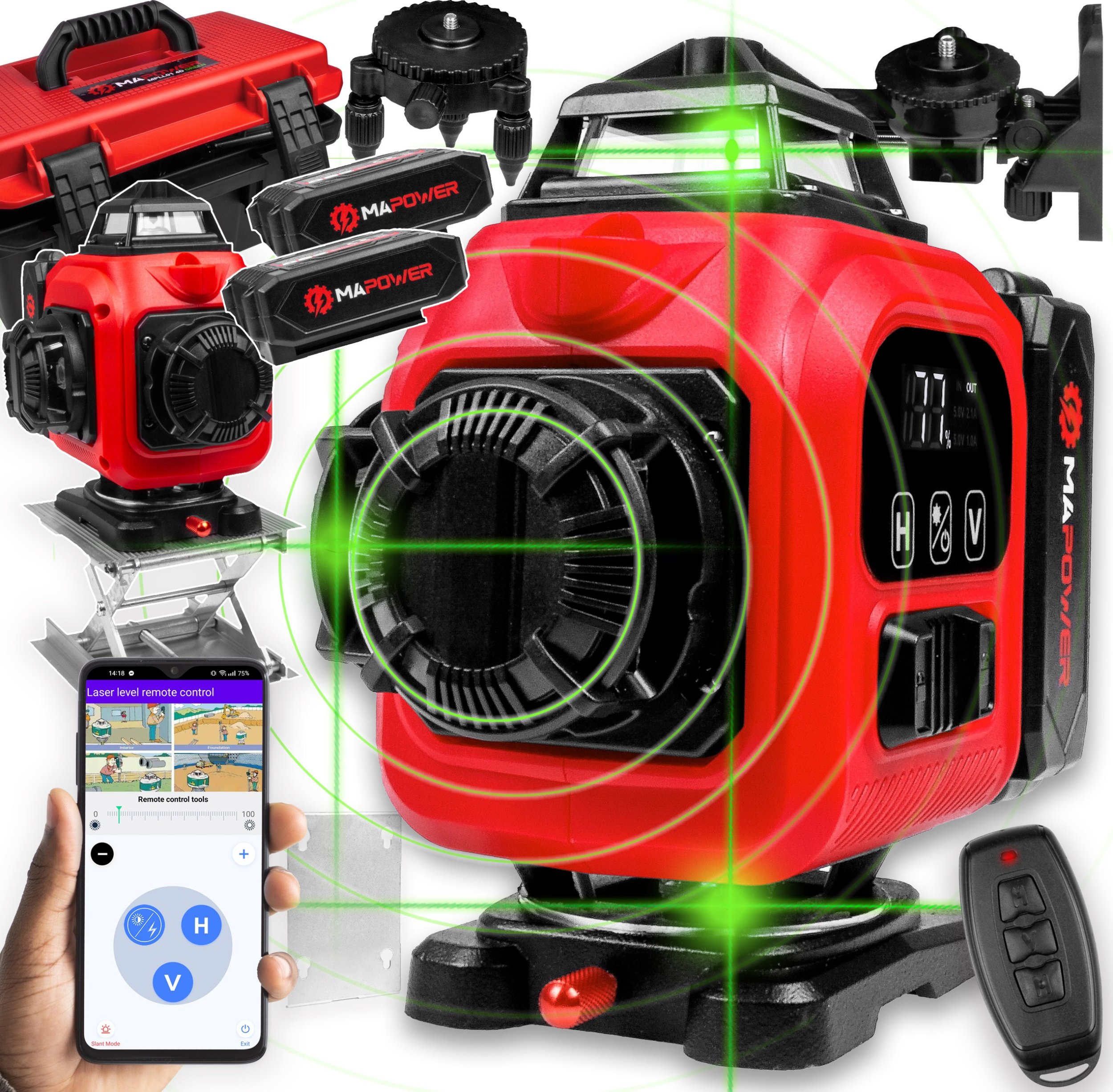 MaPower Laser krzyżowy MPLL01 zielony 30 m