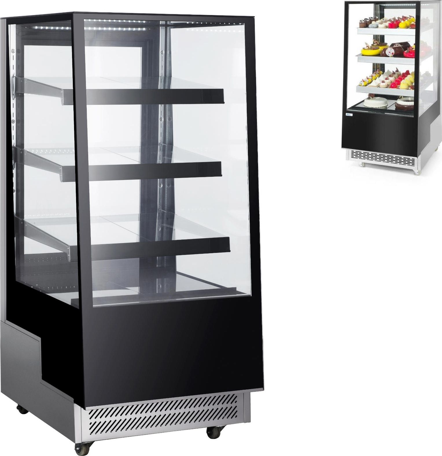 Witryna chłodnicza ARKTIC Witryna chłodnicza cukiernicza 3-półkowa jezdna LED 300L Witryna chłodnicza cukiernicza 3-półkowa jezdna LED 300L