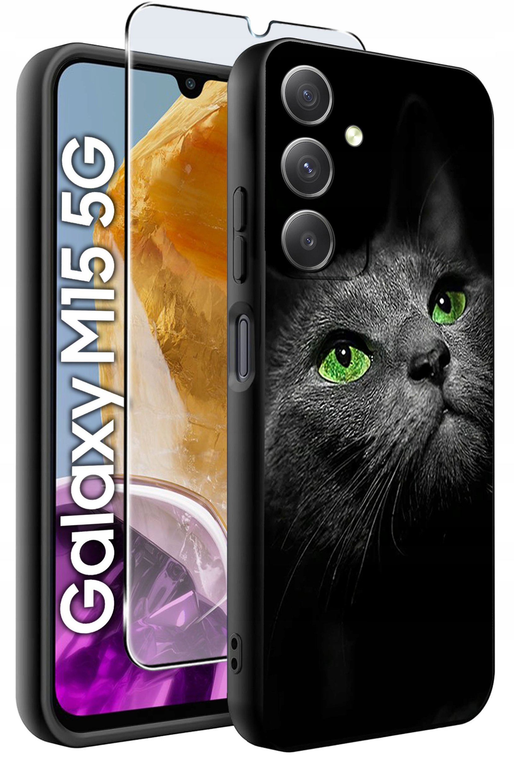 ETUI do Samsung M15 5G WZORY | SILIKONOWE MATT CASE + SZKŁO HARTOWANE 9H