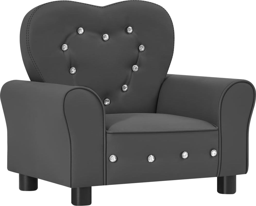 vidaXL Sofa dla dziecka, szara, obita sztuczną skórą