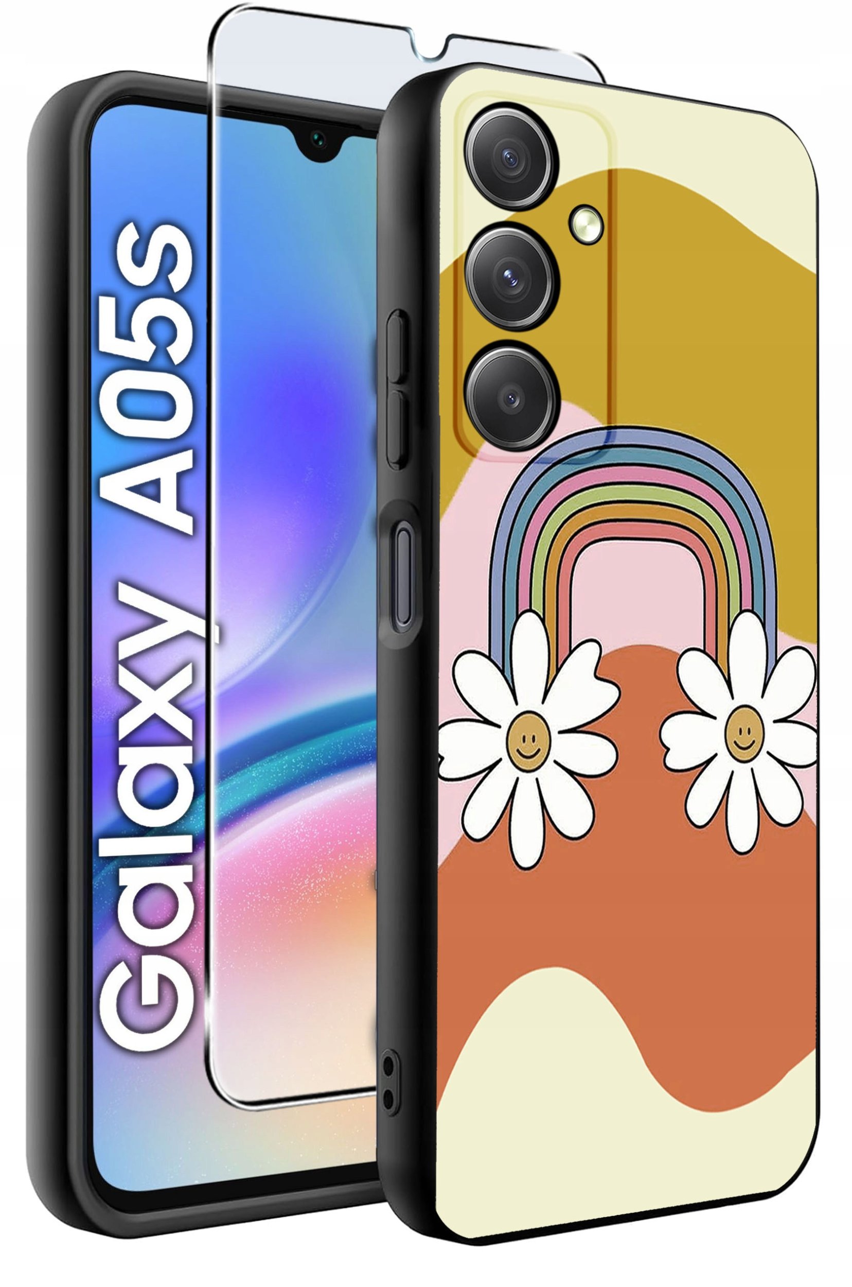 ETUI do Samsung A05s WZORY | SILIKONOWE MATT CASE + SZKŁO 9H
