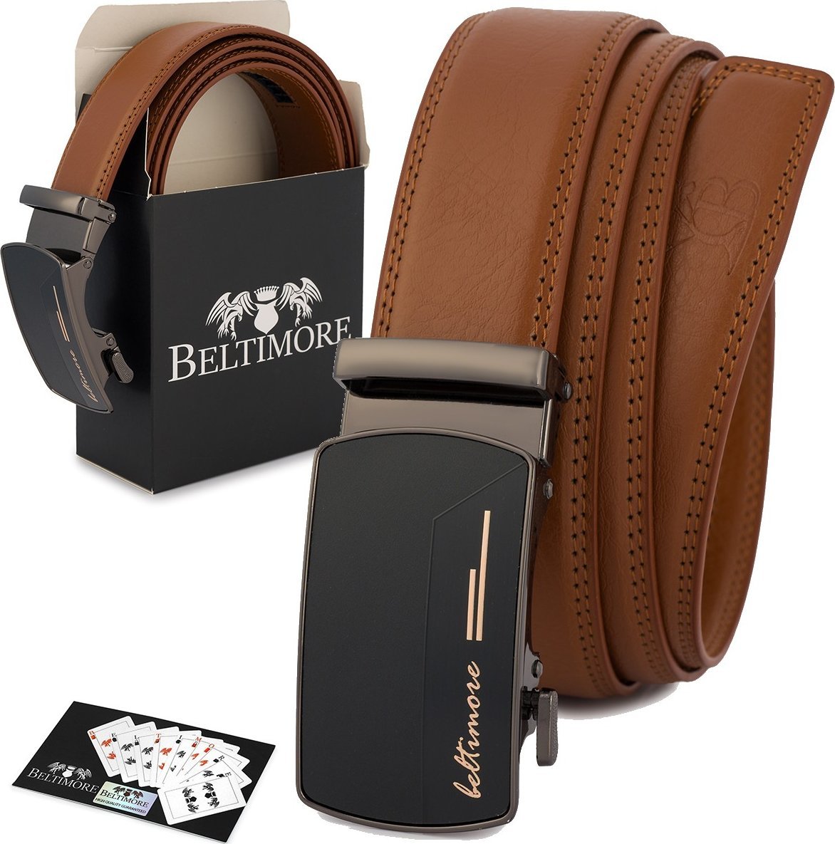 Beltimore Pasek męski skórzany klamra automatyczna brązowy Beltimore A44