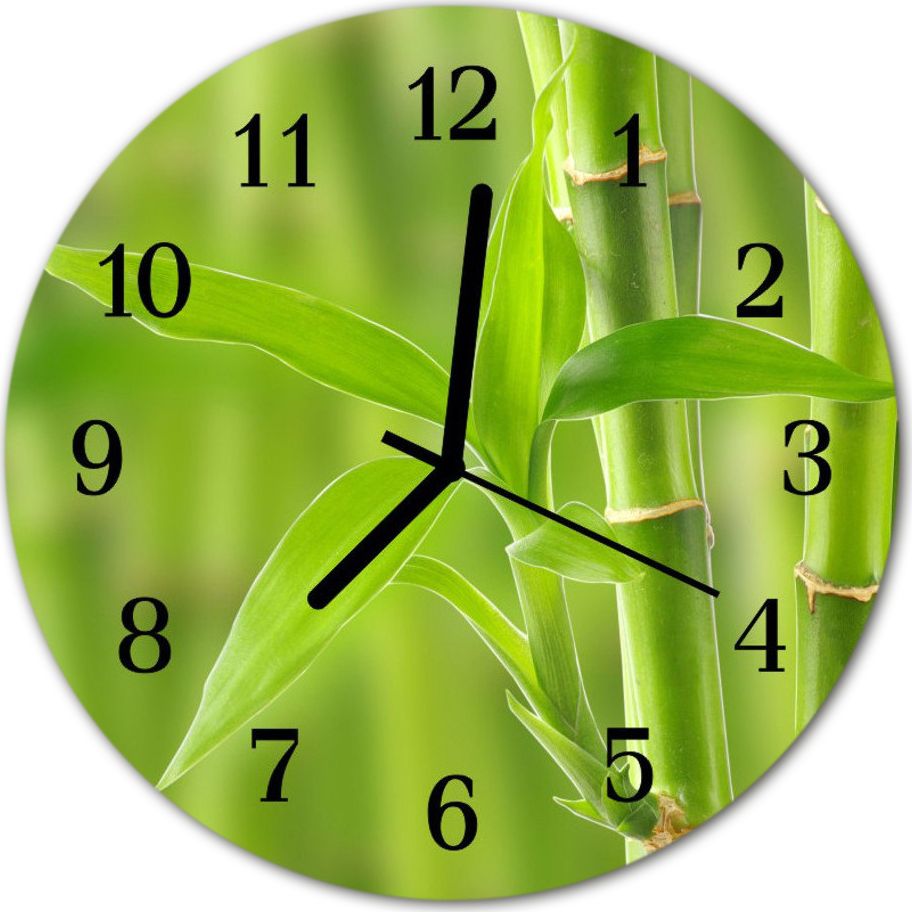 Tulup Zegar na szkle Prezent Bambus roślina Kwiaty fi 30 cm 43297612
