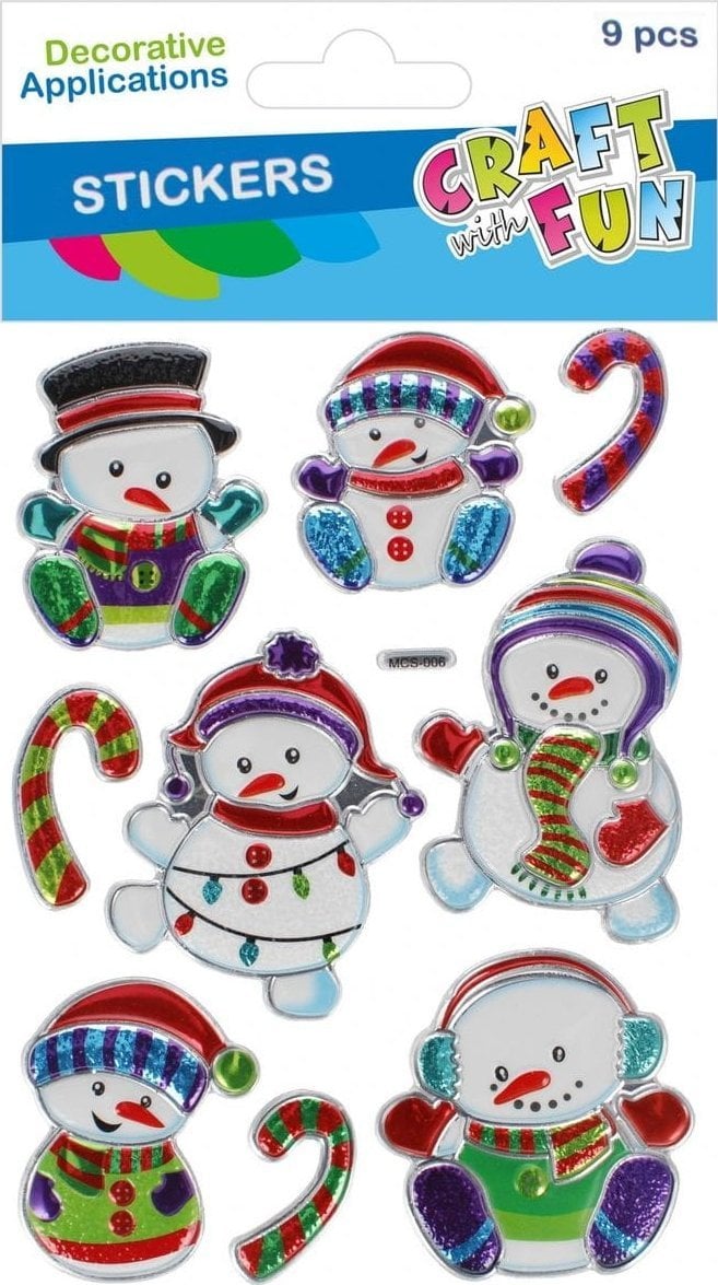 Dekoracja świąteczna Craft with Fun OZDOBA BN NAKLEJKI METALC BALWAN 9SZT CF 12/144