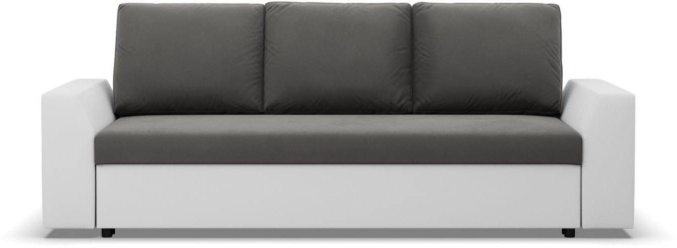 Kanapa rozkładana, Viktor, velvet, ekoskóra, 232x92x92 cm, biel, szary | TYLETEGOTU