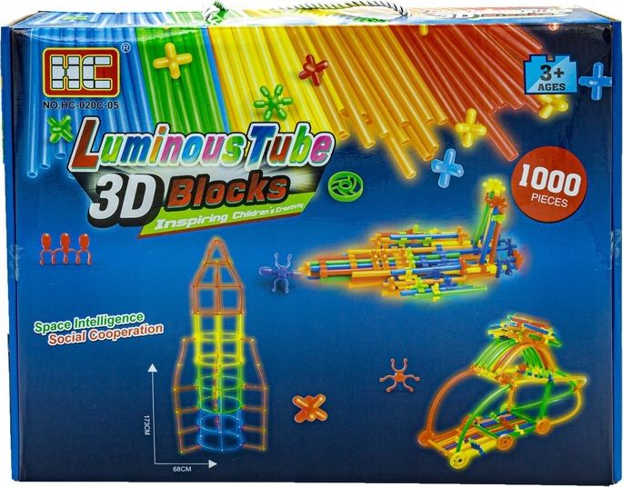 Słomki Konstrukcyjne, Klocki Edukacyjne, Patyczki 1000el. Świecące W Ciemności