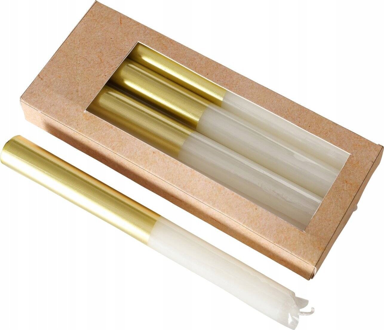 Boltze Świeczki kolorowe z podstawą w złotym kolorze, 4 sztuki