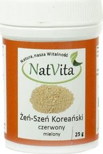 NatVita Żeń-szeń koreański CZERWONY mielony Korean Ginseng Panax 25g NATVITA