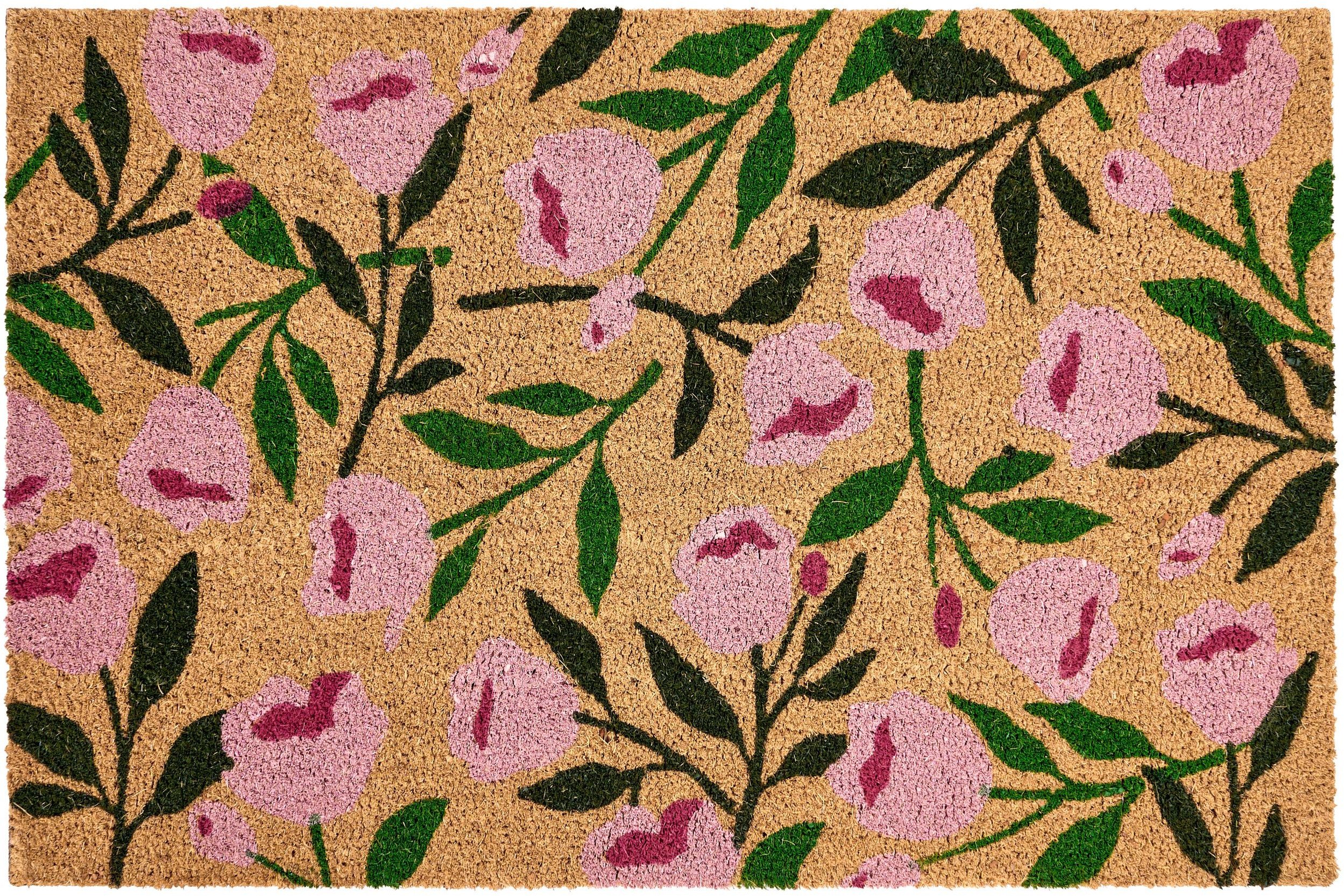 Wycieraczka MANGUAO Naturalny 60 x 90 cm Kwiat Włókno kokosowe