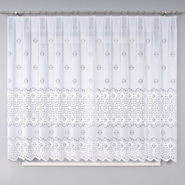 Markizeta Firanka biała żakardowa pasowa 007923 wys. 160 cm.