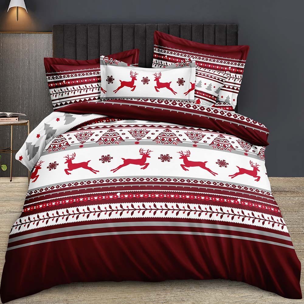 Cotton World Pościel świąteczna 200x220 bawełna satynowa 3D Cotton World gruba 3 części 2392