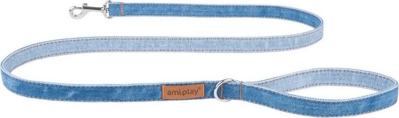Amiplay Amiplay - smycz tradycyjna dla psa, Jeans Denim, rozmiar M, 140 cm x 1.5 cm niebieski
