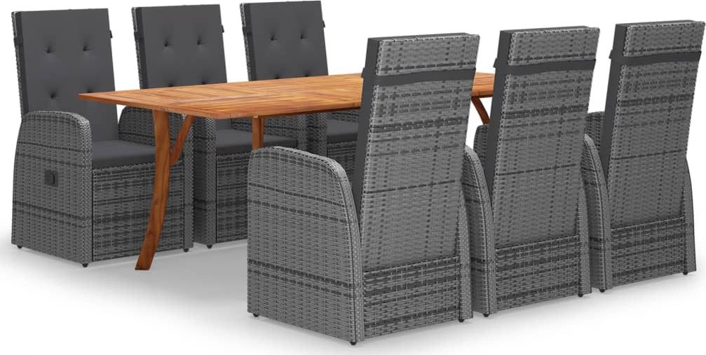 vidaXL 7-częściowy zestaw mebli ogrodowych, szary