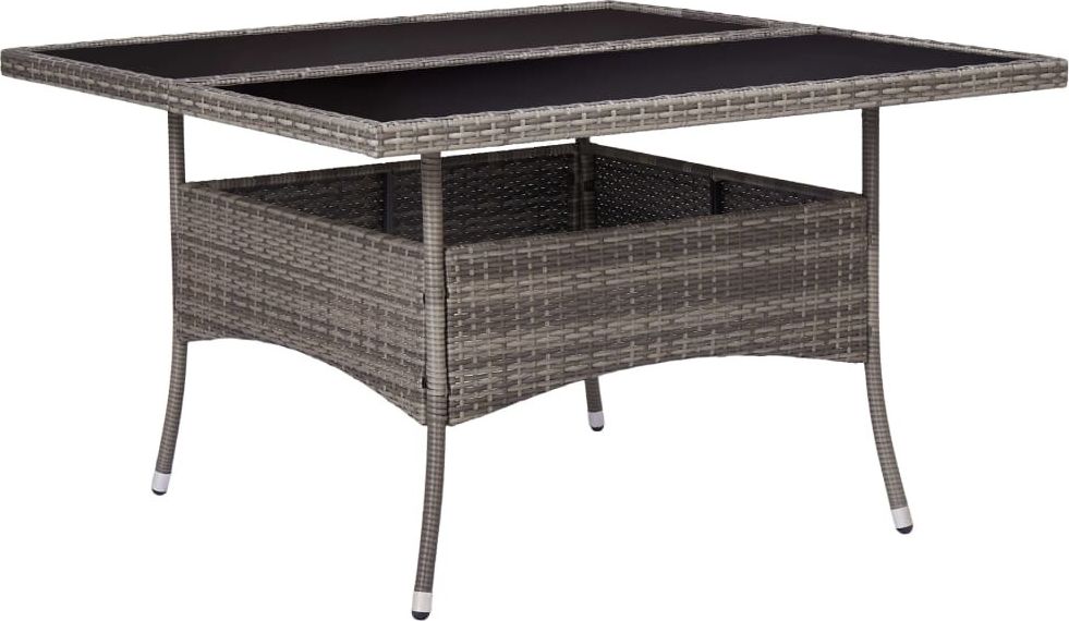 vidaXL stół ogrodowy, szary, polirattan i szkło (46190)