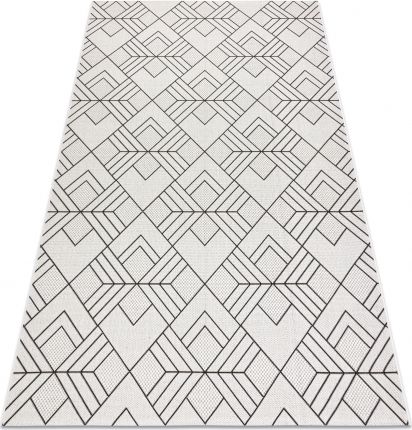 Dywany Łuszczów Dywan SZNURKOWY SIZAL FLAT 48731960 Kwadraty, romby, geometryczny krem / szary , 160x230 cm