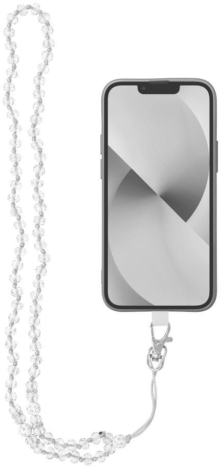 Smycz do telefonu, Zawieszka do telefonu - CRYSTAL DIAMON / długość sznura 74cm (37cm w pętli) / na szyję - biały