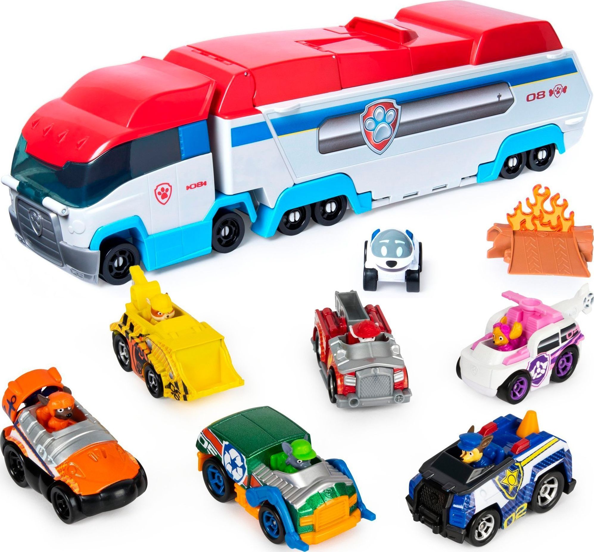 Spin Master Psi Patrol Transporter + 7 pojazdów Transformujący Patrolowiec 2w1 wyrzutnia uniwersalny