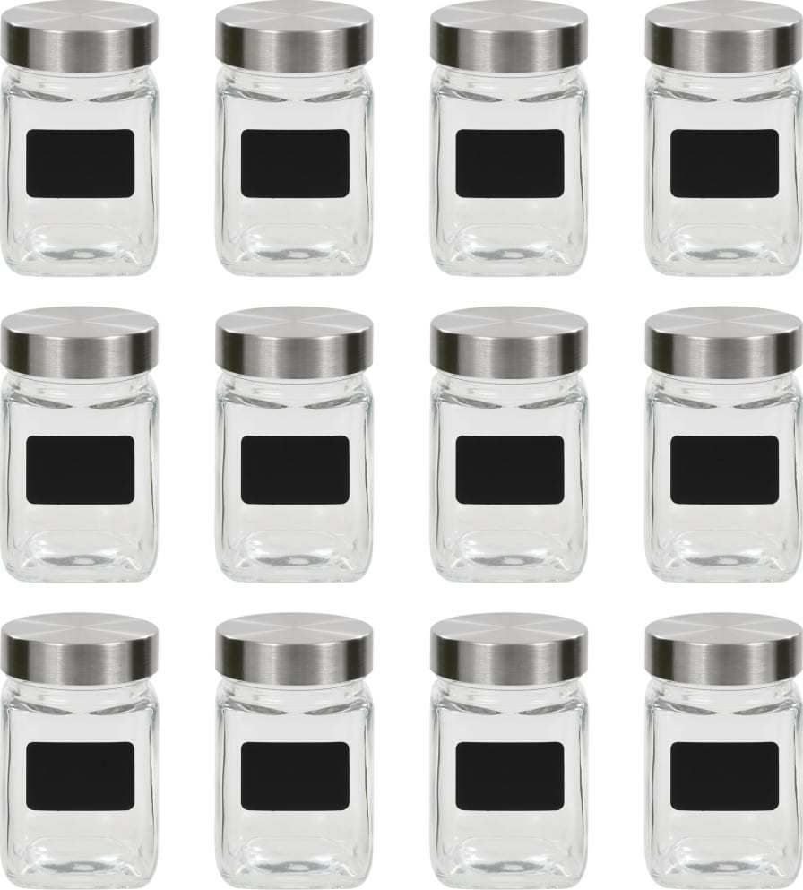 vidaXL Słoiki do przechowywania z nalepkami, 12 szt., 300 ml