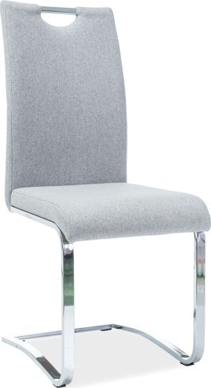 Signal Krzesło H-790 szare w obiciu z tkaniny z ozdobnym uchwytem na oparciu SIGNAL