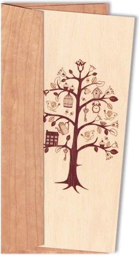 Cozywood Karnet drewniany DL z drewnianą kopertą