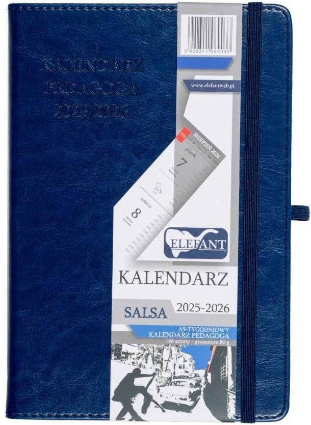 Kalendarz pedagoga 2025/26 A5 tyg Salsa granatowy