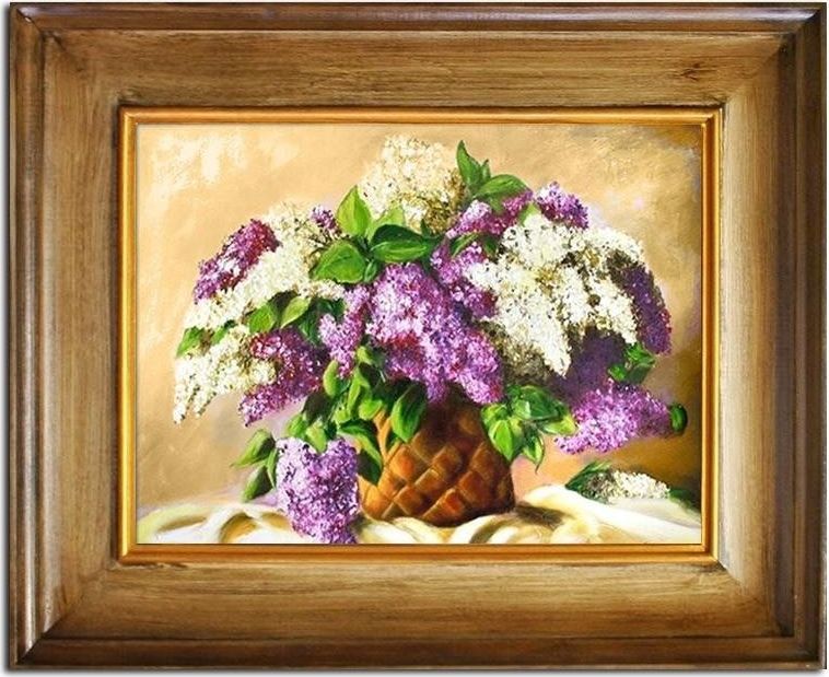 GO-BI Obraz Bzy ręcznie malowany 45x55cm uniwersalny