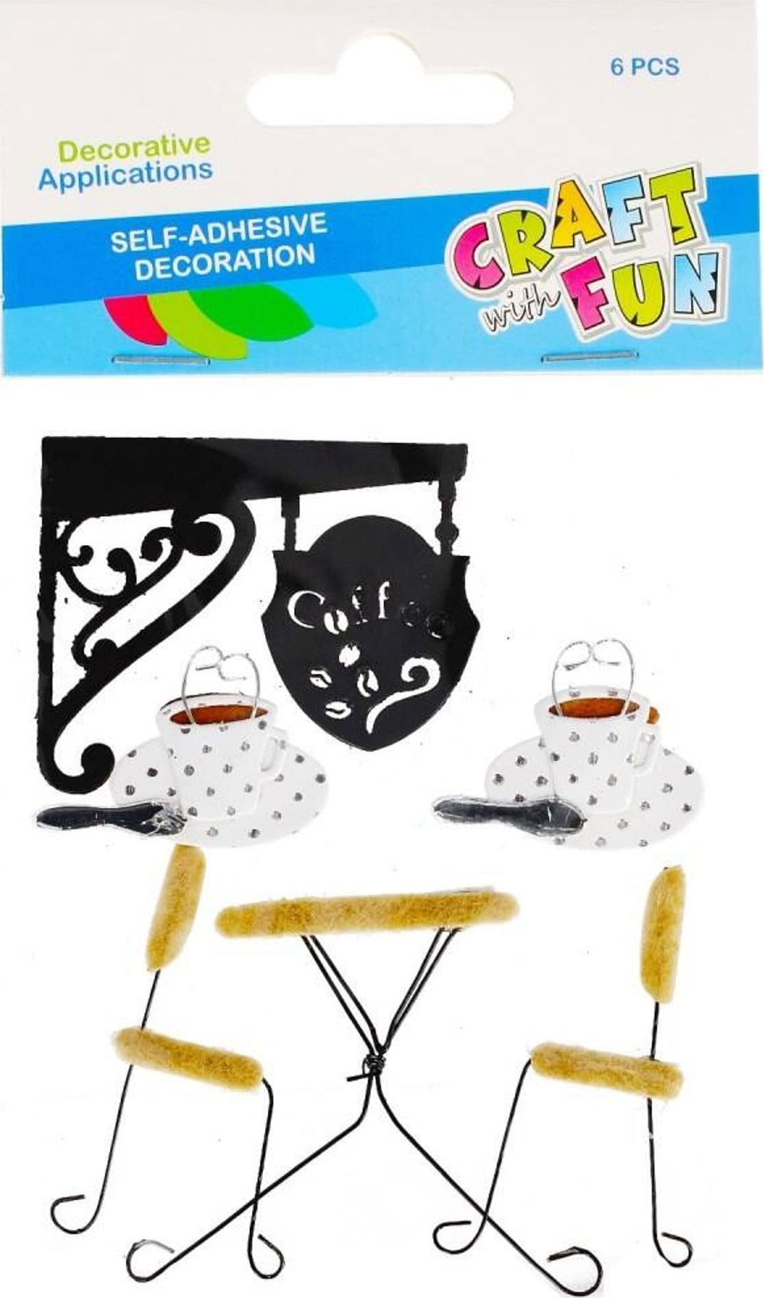 Craft with Fun OZDOBA DEK NAKLEJKI KAWIARNIA 6SZT CF PBH 12/144