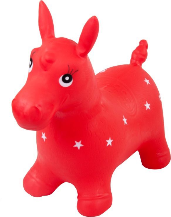 Sun Baby Gumowy skoczek konik - czerwony w białe gwiazdki