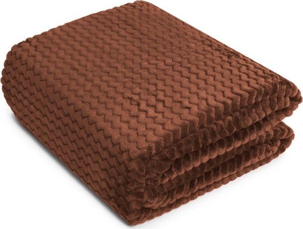 Łóżkoholicy Koc Mikrofibra Wytłaczana Zygzak J. Brąz 200x220