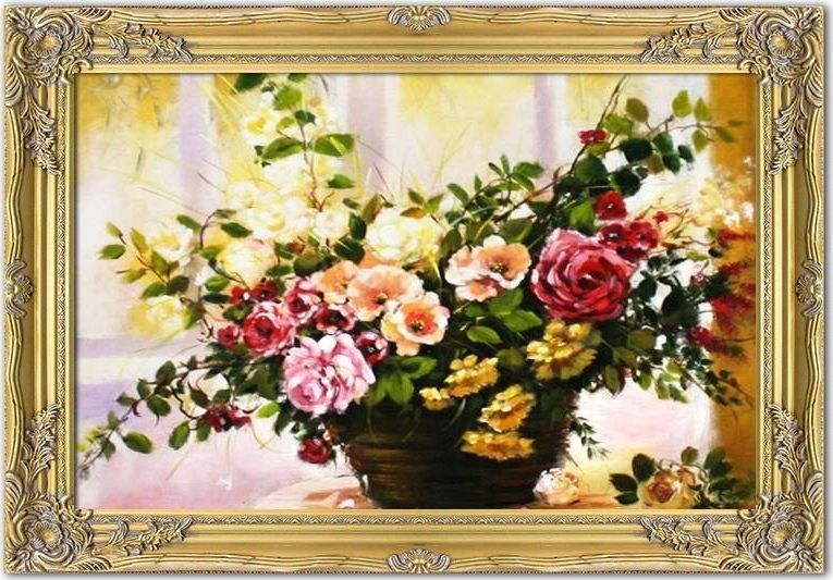 GO-BI Obraz Roze ręcznie malowany 75x105cm uniwersalny