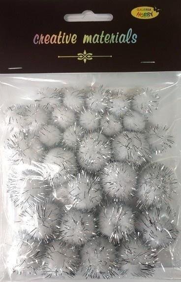 Shan Pompony srebrny brokat 15x25mm 30szt