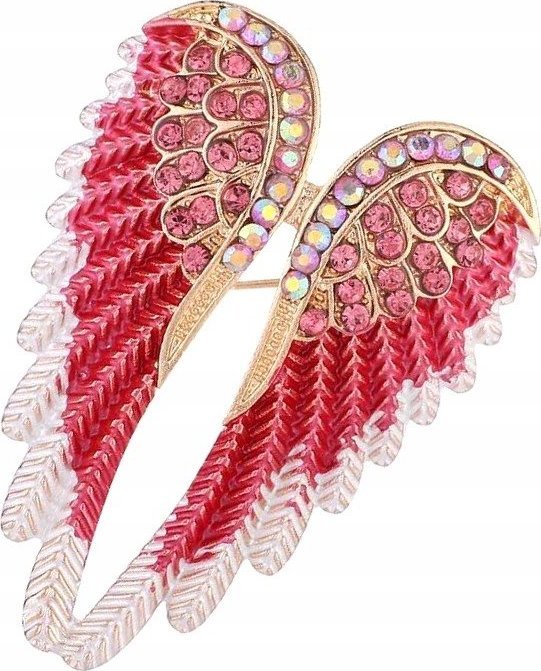 Edibazzar Czerwona Broszka skrzydła Anioła cyrkonie pin