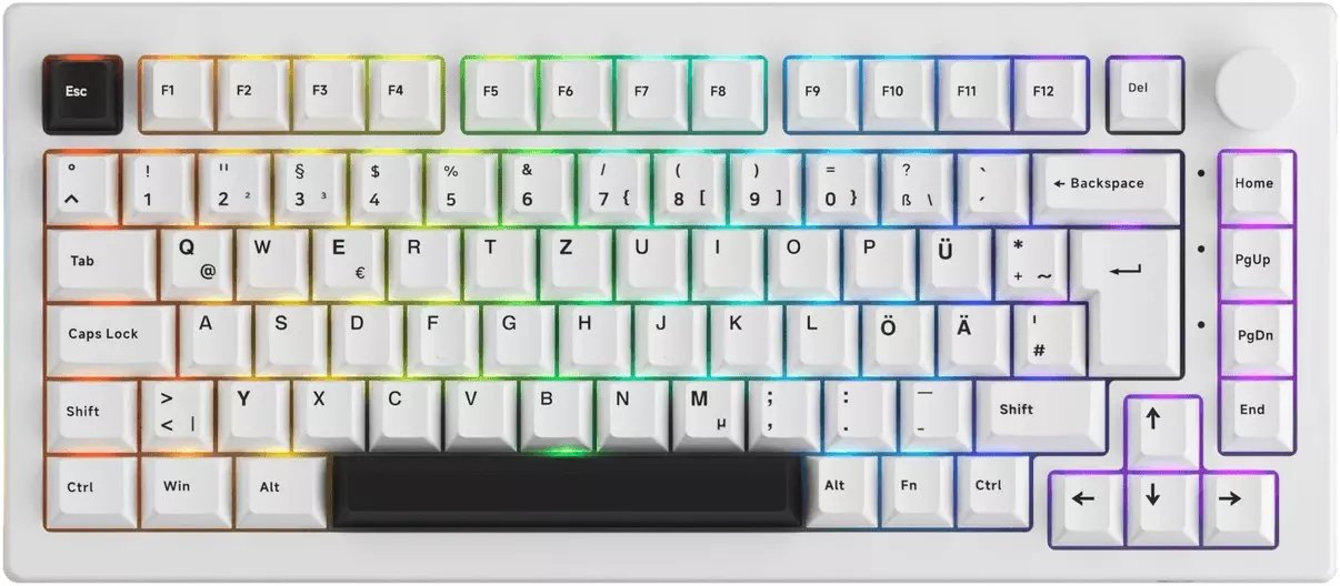 AKKO 5075B Gaming Tastatur, RGB Lavendar Purple Pro Switches, ISO DE/UK/Nordic, schwarz & wei