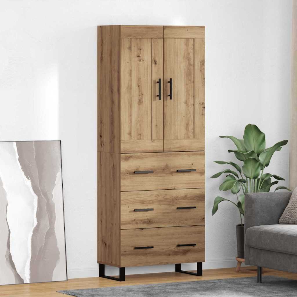 vidaXL Highboard 2 pcs Dąb rzemieślniczy Drewno inżynieryjne i szkło