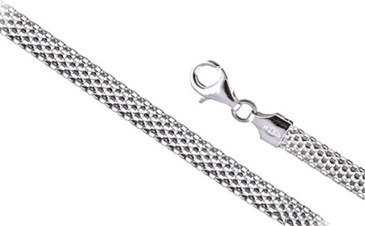 Lovrin ŁAŃCUSZEK 50 cm SREBRNY 925 SIATKA TUBA