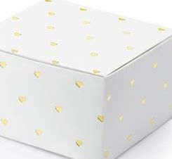 Party Deco Pudełeczko ozdobne, Serca, białe ze złotym sercem, 6x3,5x5,5 cm, 10 szt. uniwersalny