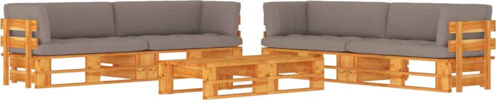 vidaXL 6-cz. zestaw wypoczynkowy z palet, drewno sosnowe, miodowy brąz