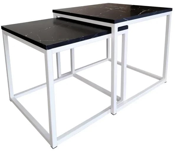 Stolik kawowy 2w1 CUBE marmur czarny/biały ATOS