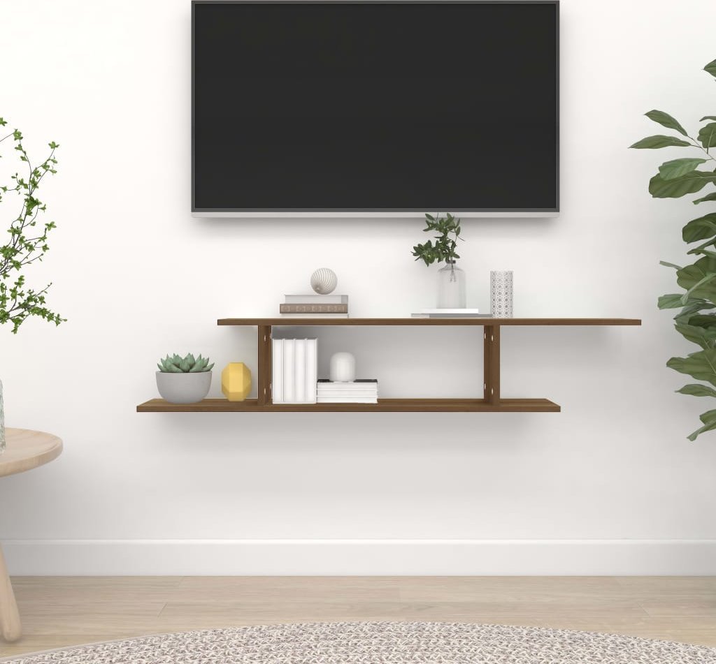 vidaXL vidaXL Telewizyjna półka ścienna, brązowy dąb, 125x18x23 cm