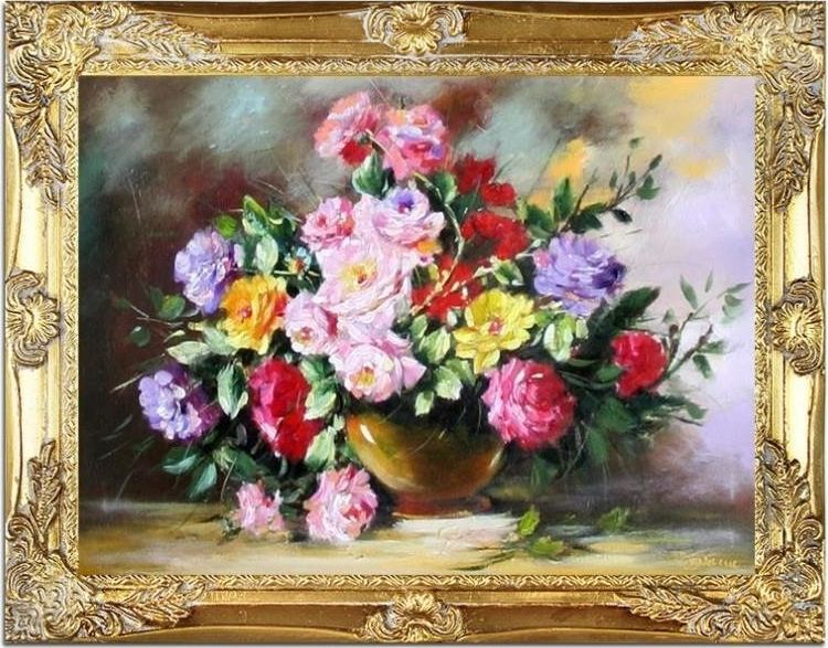 GO-BI Obraz Roze ręcznie malowany 37x47cm uniwersalny