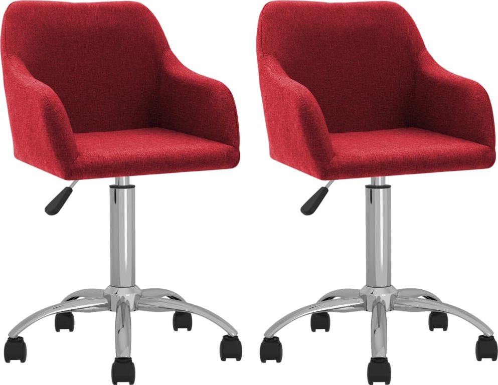 vidaXL Obrotowe krzesła stołowe, 2 szt., winna czerwień, obite tkaniną