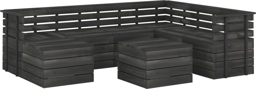 vidaXL 8-cz. zestaw wypoczynkowy z palet, drewno sosnowe, ciemnoszary