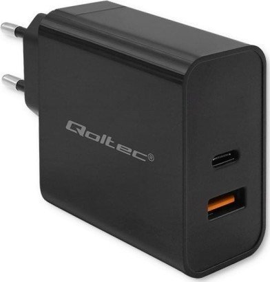 Ładowarka Qoltec Ładowarka Super Quick PD | 1xUSB-C | 1xUSB | 65W | 5-20V | 1.5-3.25A | Czarna