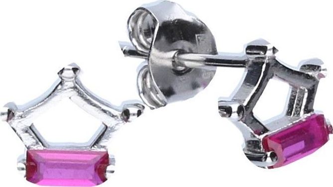 Lovrin Srebrne kolczyki 925 korona z różowymi cyrkoniami 0,81g