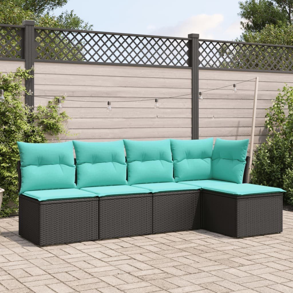 Garden Sofa Set Black, Blue