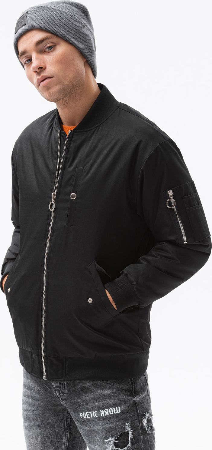 Ombre Kurtka męska przejściowa bomberka C516 - czarna S