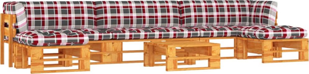 vidaXL 6-cz. zestaw wypoczynkowy z palet, drewno sosnowe, miodowy brąz